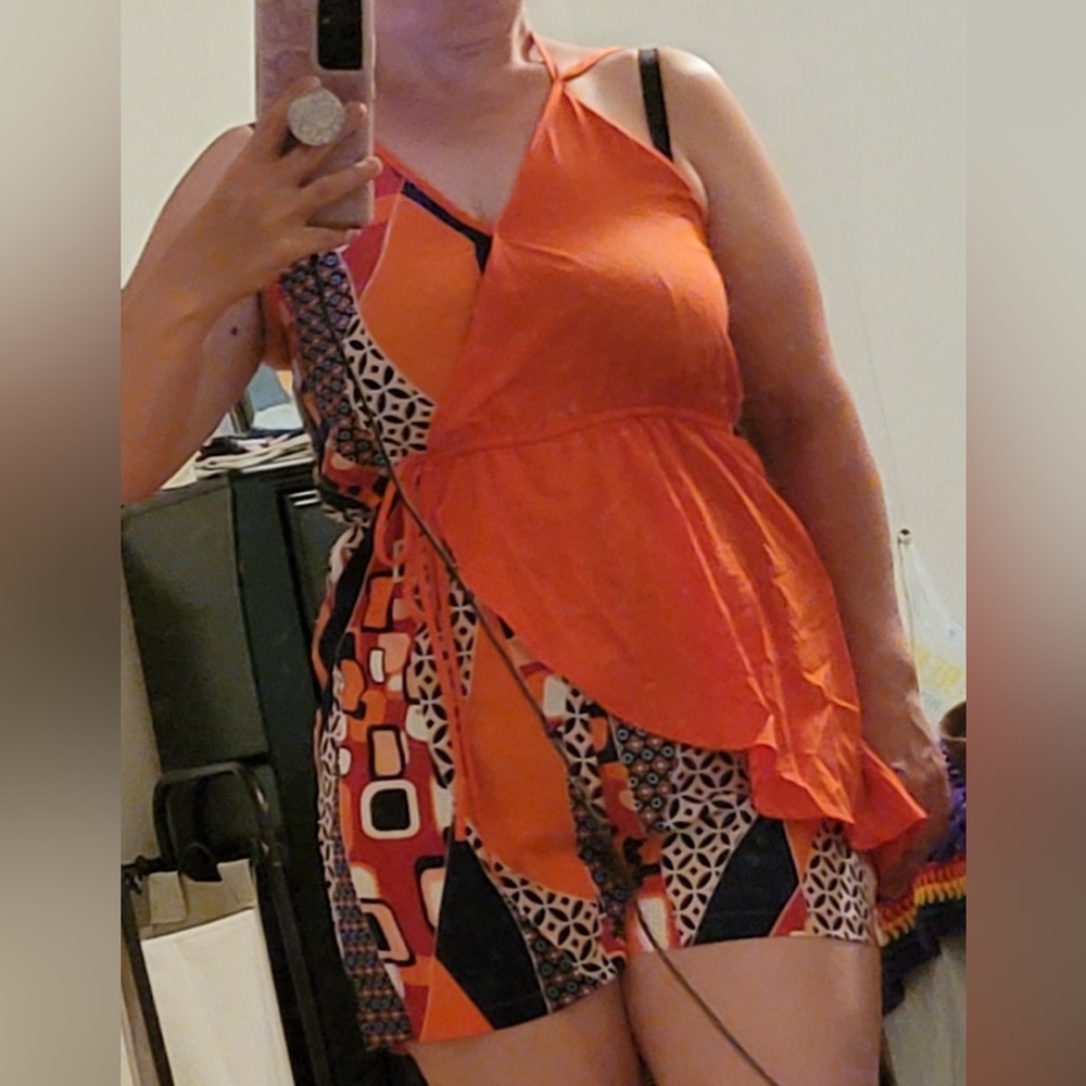 Orange and blue romper M